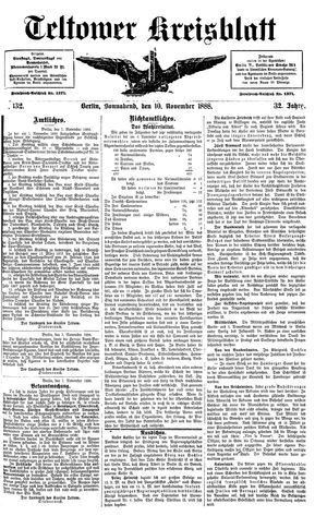 Teltower Kreisblatt vom 10.11.1888
