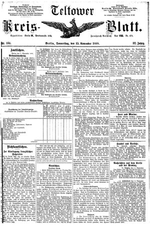 Teltower Kreisblatt vom 15.11.1888