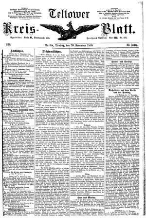 Teltower Kreisblatt vom 20.11.1888