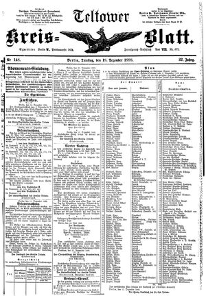 Teltower Kreisblatt vom 18.12.1888