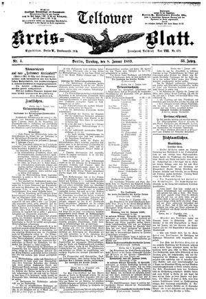 Teltower Kreisblatt vom 08.01.1889