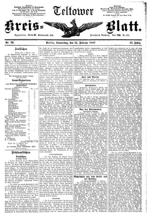 Teltower Kreisblatt on Feb 14, 1889