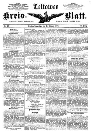 Teltower Kreisblatt vom 21.02.1889