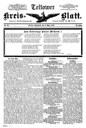Teltower Kreisblatt vom 09.03.1889