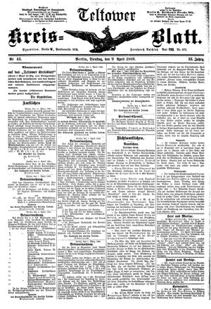 Teltower Kreisblatt on Apr 9, 1889