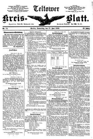 Teltower Kreisblatt vom 27.06.1889