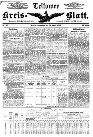 Teltower Kreisblatt vom 24.08.1889