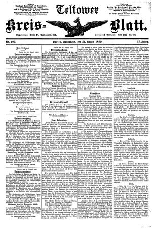 Teltower Kreisblatt vom 31.08.1889