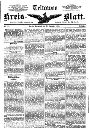 Teltower Kreisblatt vom 21.09.1889