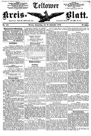 Teltower Kreisblatt vom 26.09.1889