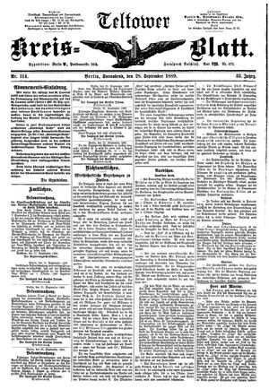 Teltower Kreisblatt vom 28.09.1889