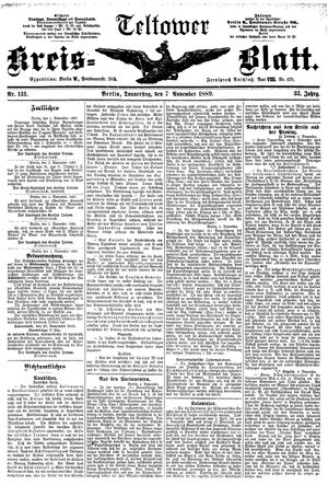 Teltower Kreisblatt vom 07.11.1889