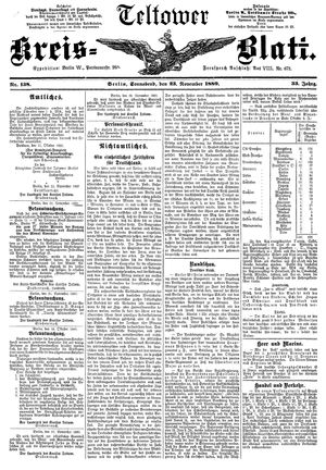 Teltower Kreisblatt vom 23.11.1889