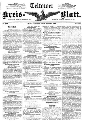 Teltower Kreisblatt vom 28.11.1889