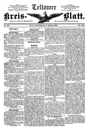Teltower Kreisblatt vom 05.12.1889