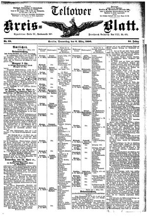 Teltower Kreisblatt vom 06.03.1890