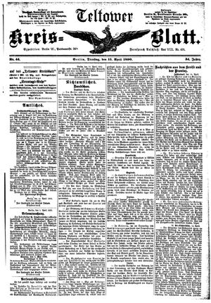 Teltower Kreisblatt vom 15.04.1890