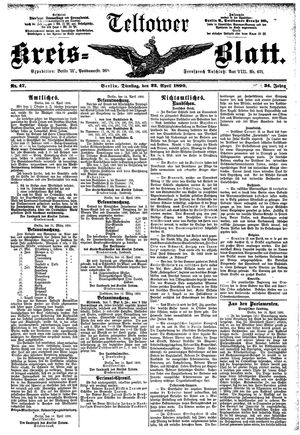 Teltower Kreisblatt vom 22.04.1890