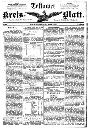 Teltower Kreisblatt vom 19.08.1890