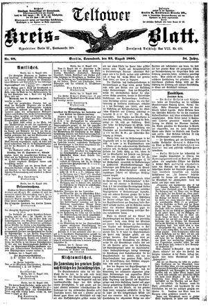Teltower Kreisblatt vom 23.08.1890