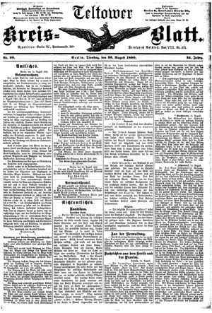 Teltower Kreisblatt vom 26.08.1890