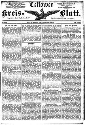 Teltower Kreisblatt vom 02.09.1890
