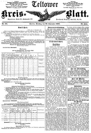 Teltower Kreisblatt on Sep 23, 1890