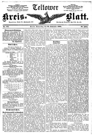 Teltower Kreisblatt vom 25.09.1890