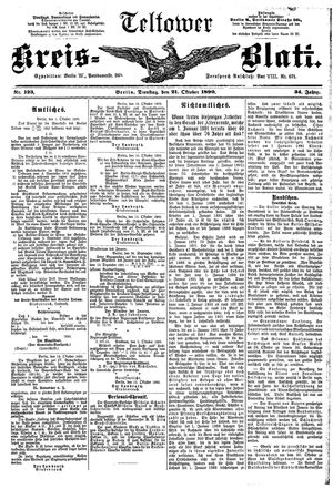 Teltower Kreisblatt on Oct 21, 1890