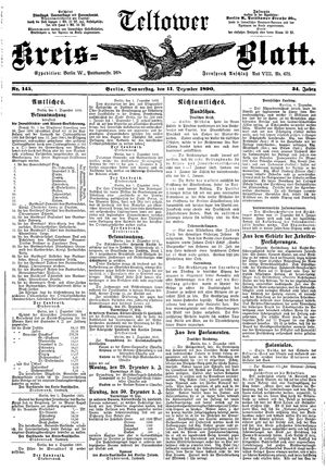 Teltower Kreisblatt vom 11.12.1890