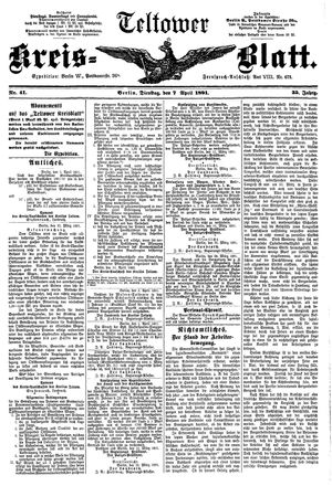 Teltower Kreisblatt vom 07.04.1891
