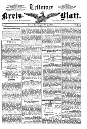 Teltower Kreisblatt vom 18.06.1891