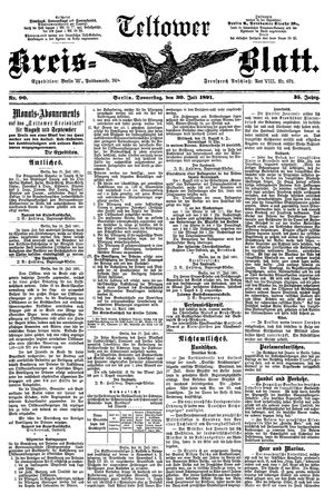 Teltower Kreisblatt vom 30.07.1891