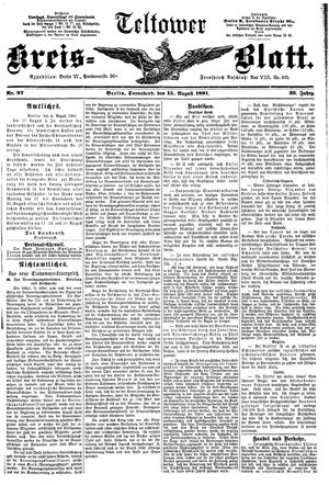 Teltower Kreisblatt vom 15.08.1891