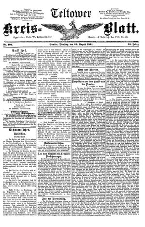 Teltower Kreisblatt vom 25.08.1891