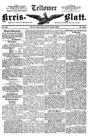Teltower Kreisblatt on Aug 27, 1891