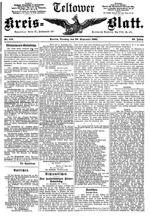 Teltower Kreisblatt vom 22.09.1891