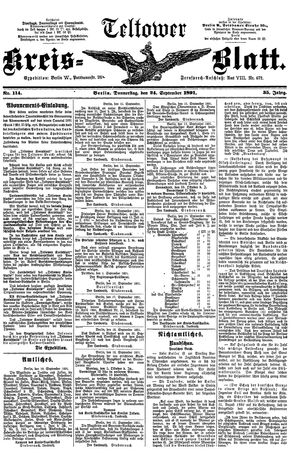 Teltower Kreisblatt vom 24.09.1891
