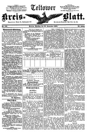 Teltower Kreisblatt vom 29.09.1891