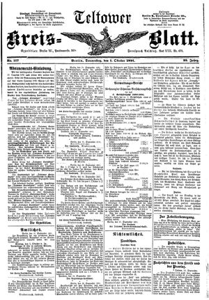 Teltower Kreisblatt vom 01.10.1891