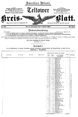 Teltower Kreisblatt vom 03.10.1891