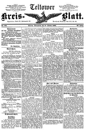 Teltower Kreisblatt vom 17.10.1891