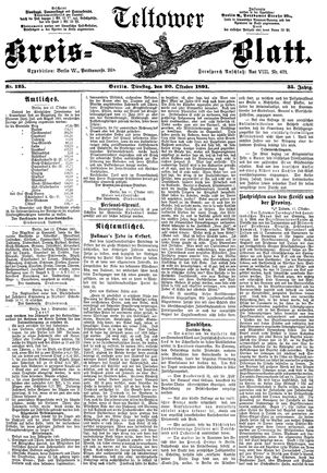 Teltower Kreisblatt on Oct 20, 1891