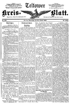 Teltower Kreisblatt vom 22.10.1891