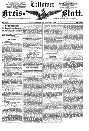 Teltower Kreisblatt vom 29.10.1891