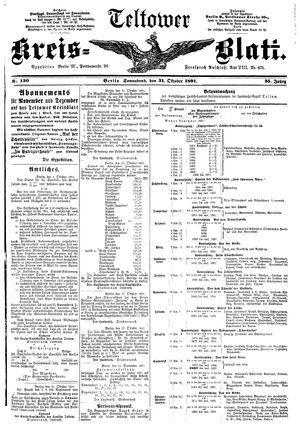 Teltower Kreisblatt vom 31.10.1891