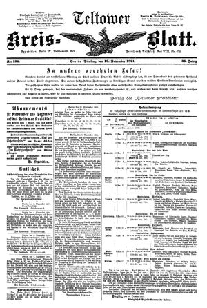 Teltower Kreisblatt vom 10.11.1891