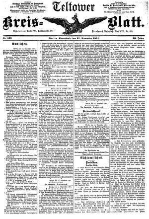 Teltower Kreisblatt vom 21.11.1891