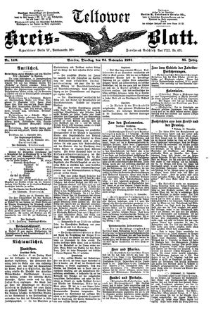 Teltower Kreisblatt vom 24.11.1891