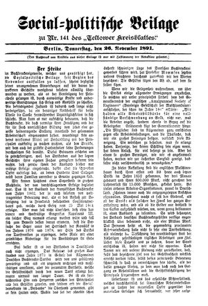 Teltower Kreisblatt vom 26.11.1891
